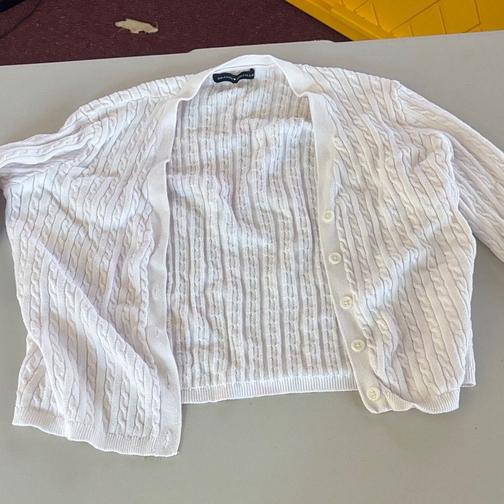 Brandy Melville White Cable Knit Cardigan